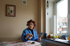 Irina und Wladimir Putin an der Wand